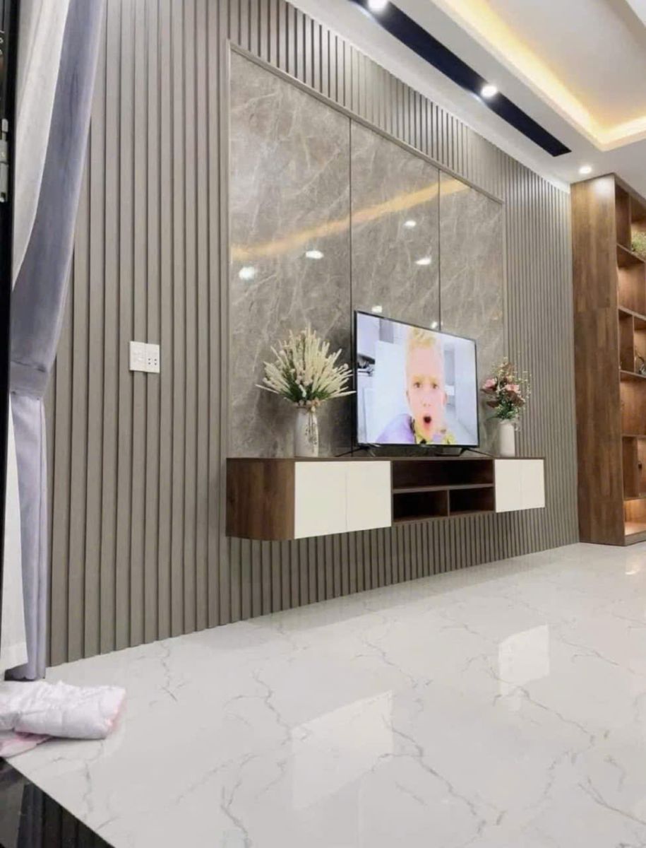 Giải pháp thi công - lam sóng kết hợp tấm PVC vân đá 